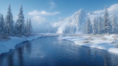 地质公园的冬日风格