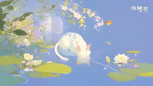 小猫喝水