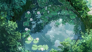 雨中水塘