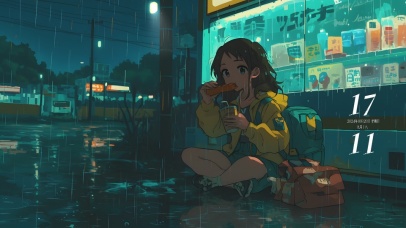 躲雨的女孩