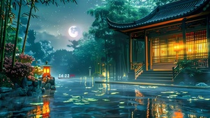 幽静月色竹林