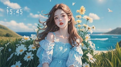 4K 蓝裙清新少女