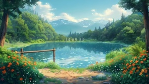 春天的湖泊