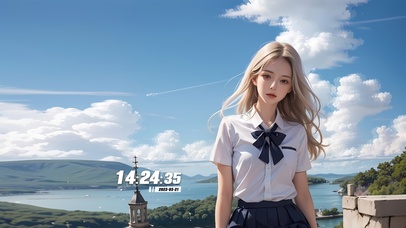 蓝天治愈金发少女