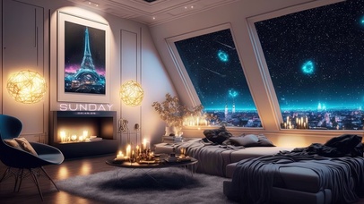 雪天客厅随时间变化