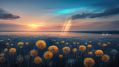 治愈夕阳 花海风景