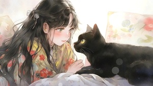 女孩与猫