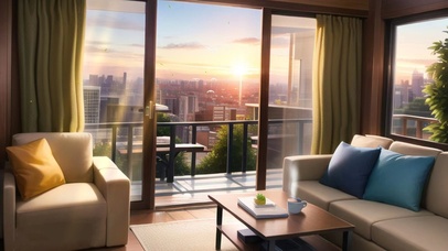 傍晚的温馨客厅