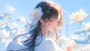 荷塘治愈美女