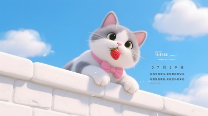 墙头看风景的猫咪