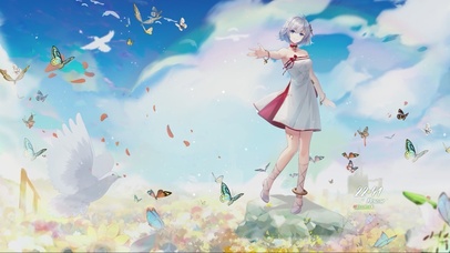 4K 天空蝴蝶美少女