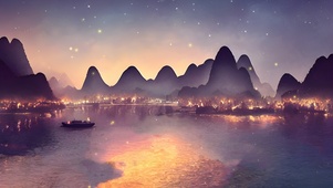 夜晚的桂林山水