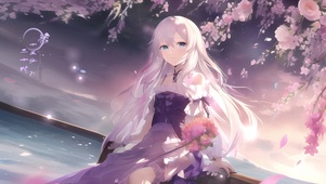 AI创紫藤花少女
