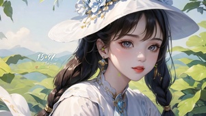 夏日荷塘可爱美少女