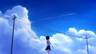 电线杆下仰望蓝天