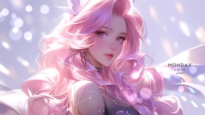 治愈粉发美少女