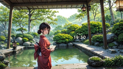 日式庭院和服少女