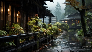 小镇雨天