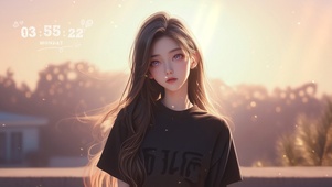夕阳下的美女