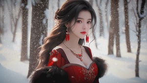 唯美可爱雪中少女