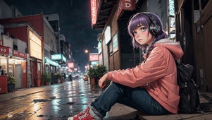 雨夜街道少女2