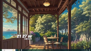 蓝天白云树木海景桌面主题