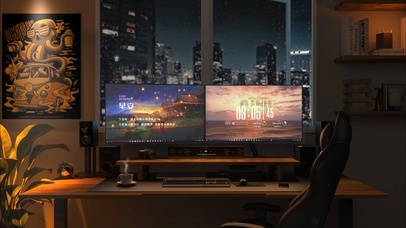 4K午夜安静的电脑房间