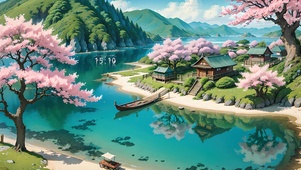 4K唯美治愈古风樱花湖光山水