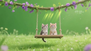 护眼小猫荡秋千