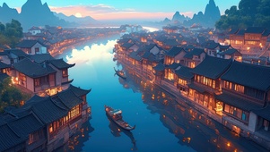 夜晚古风建筑群