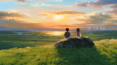 草原看日出的情侣