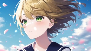 蓝天下的水手服少女