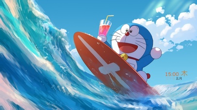 冲浪可爱机器猫