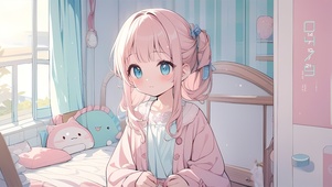 唯美房间粉发少女