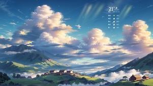 护眼绿色山川