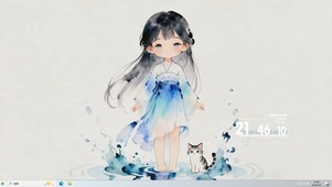 女孩与猫咪桌面主题