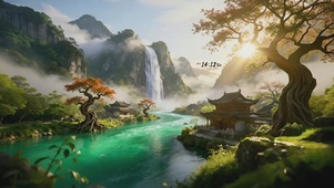 山水秘境瀑布