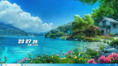 蓝天白云树木桌面主题