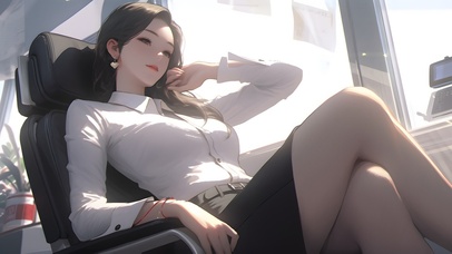 4k 办公室阳光美女