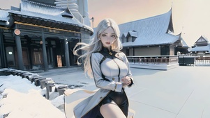 银灰长发美女