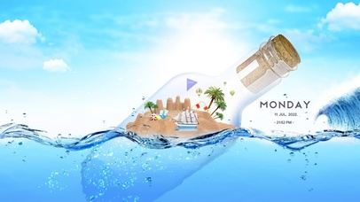 清凉夏日海上漂流瓶