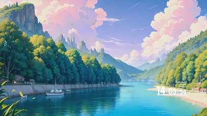 唯美治愈高山河流景色