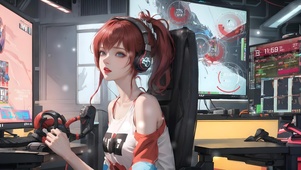 4k电竞红发少女