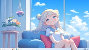 插画风小女孩