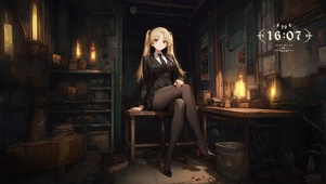 唯美房间金发黑丝少女