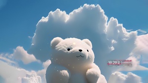 4K  白色云朵熊