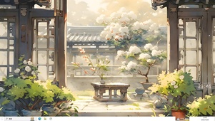 古风庭院落花