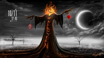 4k万圣节黑夜南瓜