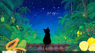 猫咪屋顶看星空