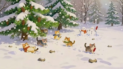 雪中嬉戏猫咪